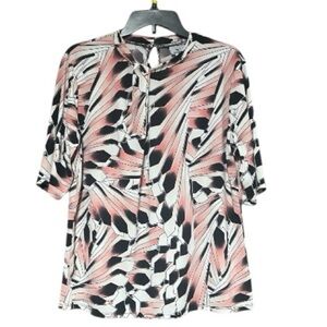 Worthington Geometric Blouse in Pink and Black